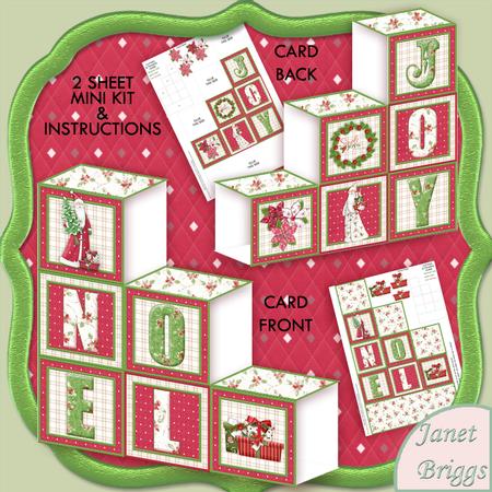 Christmas Noel Blocks Card 2 Sheet Mini Kit