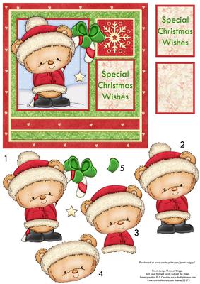 Christmas Candy Star Ted Card Topper & Decoupage