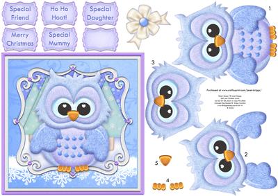 Ho Ho Hoot Christmas Owl Card Topper & Decoupage