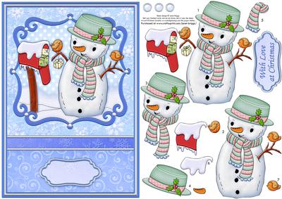 Carrot the Snowman Christmas Card Topper & Decoupage