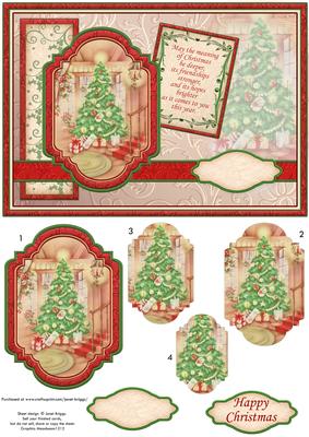 Vintage Christmas Tree A5 Quick Card