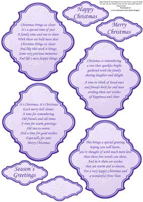Christmas Snowflake Plaques & Verses in Purple & Silver