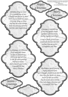 Christmas Flourishes Plaques & Verses in Black & Silver