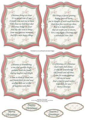 Christmas Plaques & Verses in Pastel Red