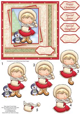 Maisy Muff Christmas Square Card Topper & Decoupage