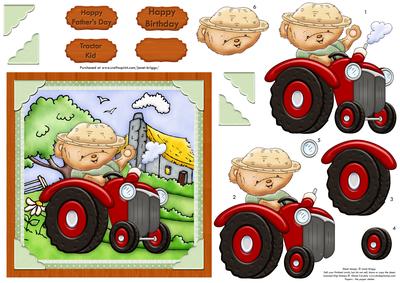 Tractor Ted Card Topper & Decoupage Male Birthday