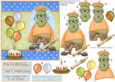 Have a Monster Bash on Your Birthday Decoupage