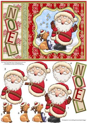 Santas Carols Christmas Card Topper & Decoupage
