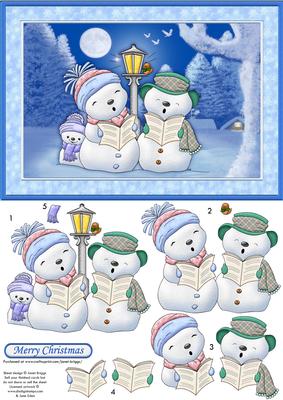 Merry Snowmen Christmas Card Topper & Decoupage