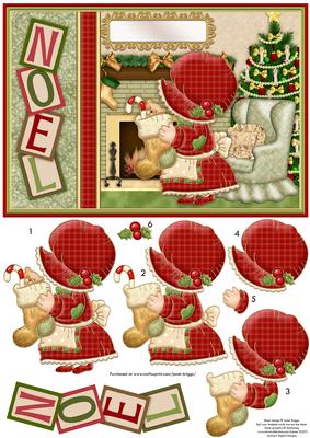 Hanging Christmas Stockings Card Topper & Decoupage