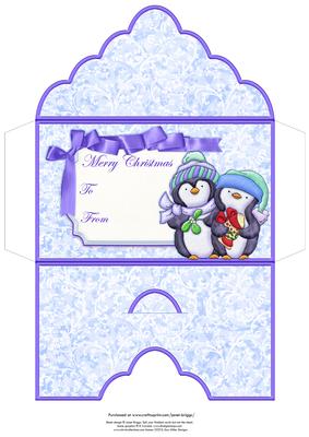 Penguins Fishy Present Christmas Money Wallet