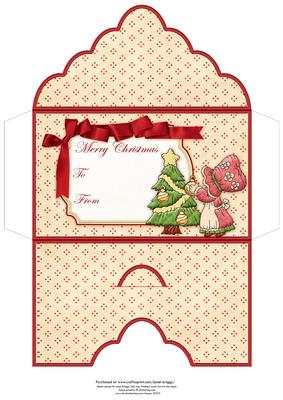 Christmas Bonnet Girl Decorating Tree Money Wallet