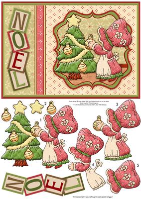 Christmas Bonnet Girl Decorating Tree Topper & Decoupage