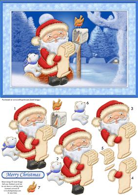 Santa's Post Christmas Card Topper & Decoupage
