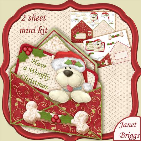 Woofly Christmas Envelope Peeper Card Mini Kit