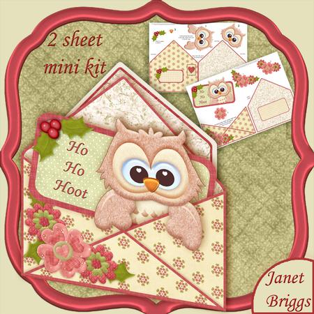 Owl Ho Ho Hoot Christmas Envelope Peeper Card Mini Kit