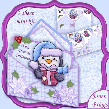 Penguin Christmas Envelope Peeper Card Mini Kit