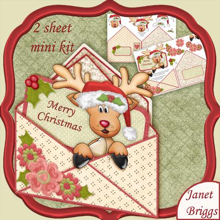 Rudolf Christmas Envelope Peeper Card Mini Kit