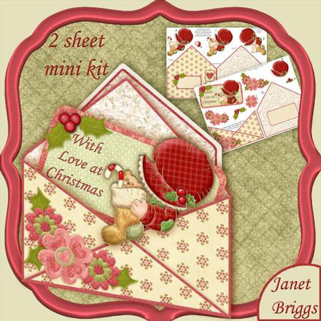 Christmas Bonnet Girl Envelope Peeper Card Mini Kit