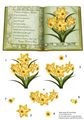 Mother's Day Daffodils Book Decoupage