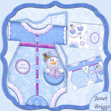 First Christmas Snowman Romper Shaped Card Mini Kit