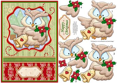Christmas Owl & Bell Card Topper & Decoupage