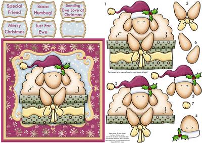 Sending Ewe Love at Christmas Card Topper & Decoupage