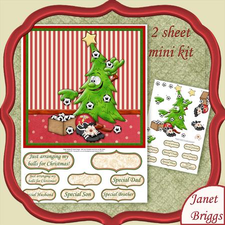 Football Fan's Christmas Tree Card Topper & Decoupage 8x8