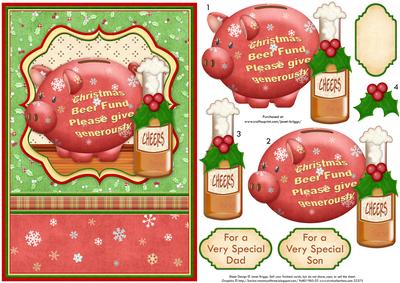 Christmas Beer Fund Card Topper & Decoupage