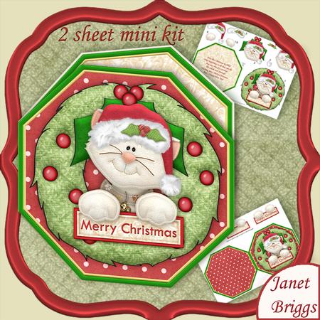 Christmas Cat Wreath Peeper with Decoupage Mini Kit
