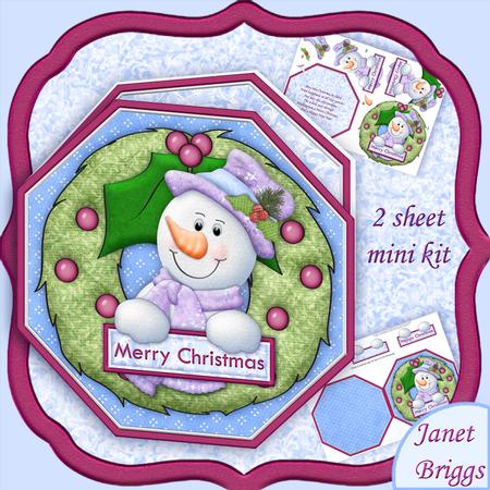 Christmas Snowman Wreath Peeper with Decoupage Mini Kit
