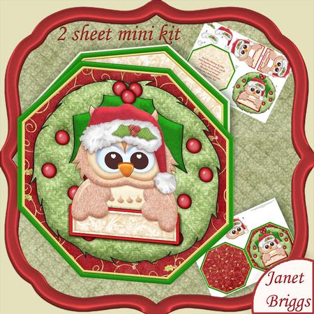 Christmas Owl Wreath Peeper with Decoupage Mini Kit
