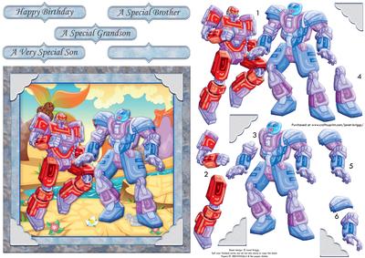 Transformer Robots Card Topper & Decoupage Birthday Boy