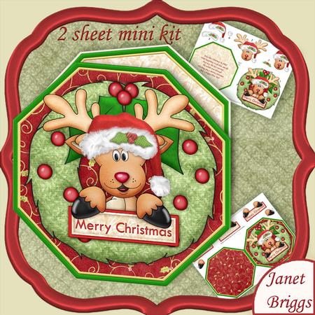 Christmas Rudolf Wreath Peeper with Decoupage Mini Kit