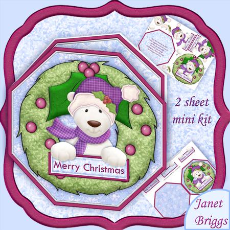 Christmas Polar Bear Wreath Peeper with Decoupage Mini Kit