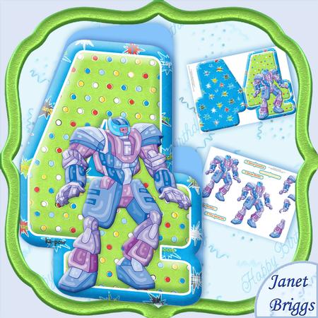 Age 4 Transformer Robot Shape Card & Decoupage Mini Kit