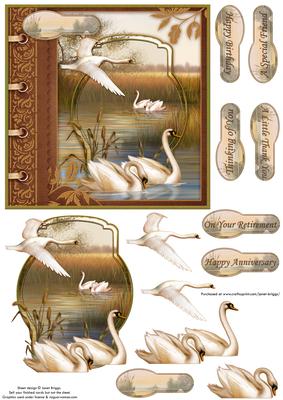 Swans on the River Card Topper & Quick Decoupage