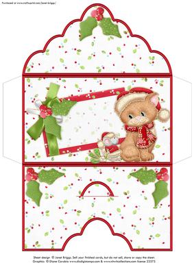 Blank Christmas Money Wallet Envelope Mistletoe Cat