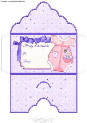 Christmas Money Wallet Baby's 1st Xmas Romper Snowman Pink