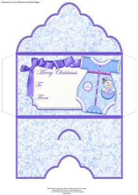 Christmas Money Wallet Baby's 1st Xmas Romper Snowman Blue