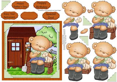 Ted's Snacktime in the Garden. Card Topper & Decoupage