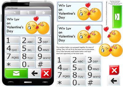 Mobile Phone Wiv Luv on Valentine's Day Quick Card
