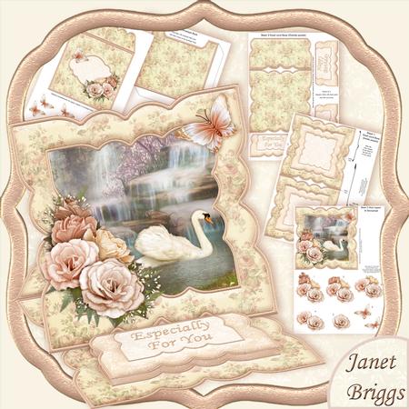 Swan & Roses Easel Card Kit & Decoupage
