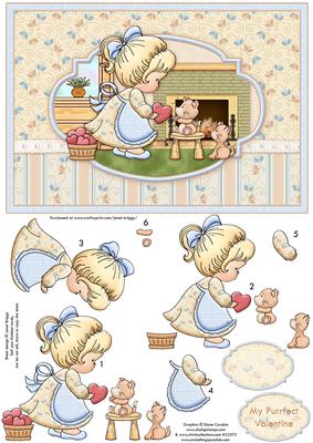 Purry Hearts Card Topper & Decoupage