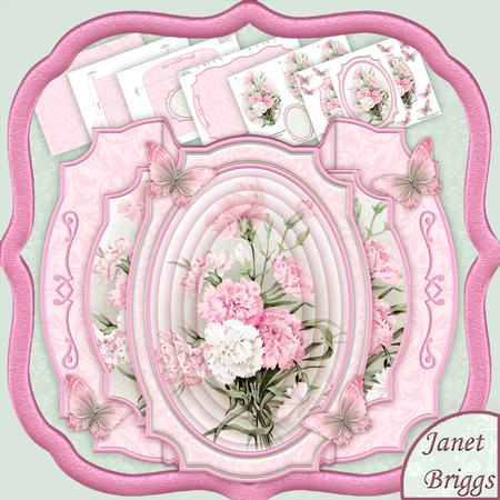 Pink Carnations Double Pop Out Card Kit