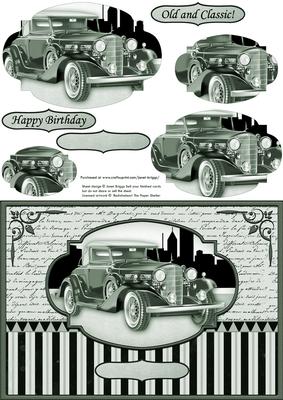 Classic Vintage Green Car Card Topper & Pyramage