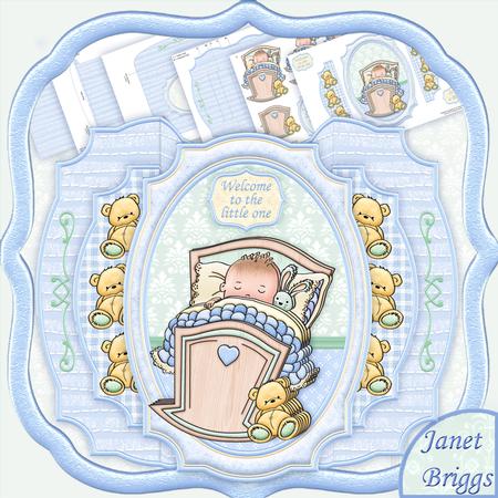 New Baby Boy Double Pop Out Card Kit & Decoupage