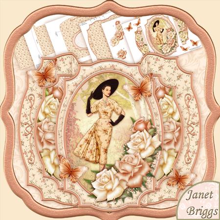 Lady & Coffee Roses Double Pop Out Card Kit