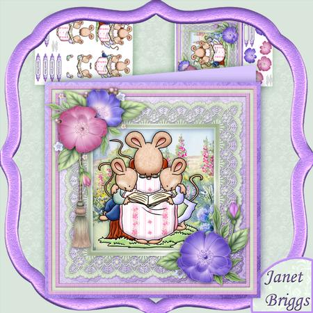 Mummy Mouse Reading 8x8 Mini Kit with Decoupage