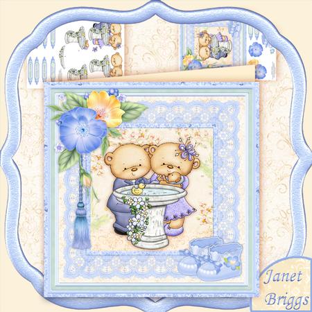 Christening Boy 8x8 Mini Kit & Decoupage